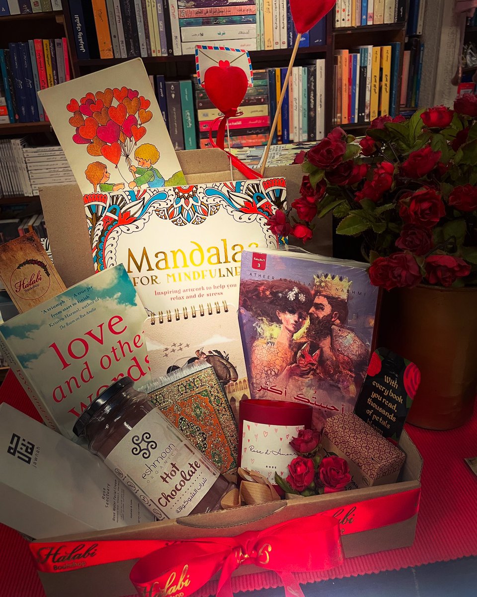 HalabiBookshop's tweet photo. “Love is in the air—and in the pages! ❤️📚 Our Valentine’s Bookish Box is the perfect gift for book lovers, filled with literary romance and cozy surprises. Limited edition—order yours now! ✨📦” 
———
Price of box: $86.00,
We can add flowers🌹upon request 📥 https://t.co/13UgCUKtOl