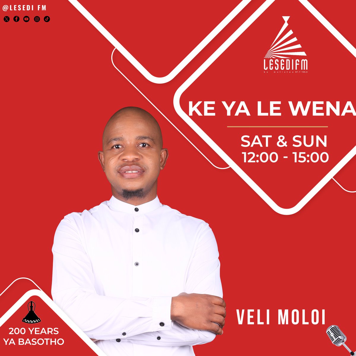 LesediFM's tweet photo. #KeYaLeWena le Veli Moloi.

Mamela Radio! https://t.co/x5RNYLS6qU