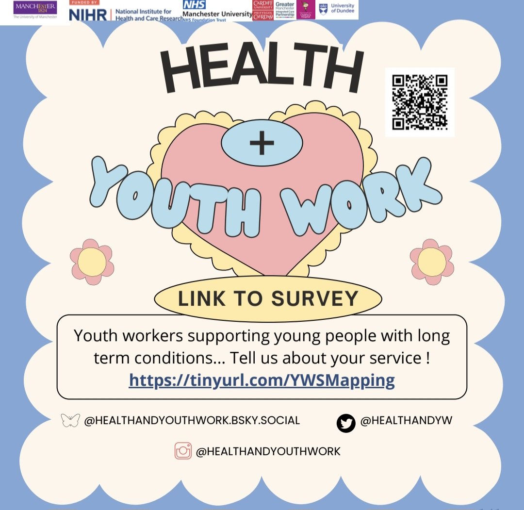 Youth workers - tell us abput your service here ! tinyurl.com/YWSMapping
#research #survey #youthwork #youthworkers #mentalhealth #physicalhealth #longtermcondition