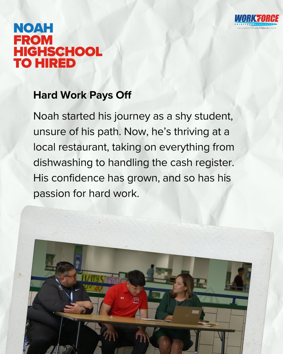 From High School to Hired: Noah’s Journey 💼✨  
Noah started out as a shy student, unsure of what the future held. Through the "Summer Earn &amp; Learn" program, he gained hands-on experience at a local restaurant. Now, he’s confident, independent, and dreaming big.