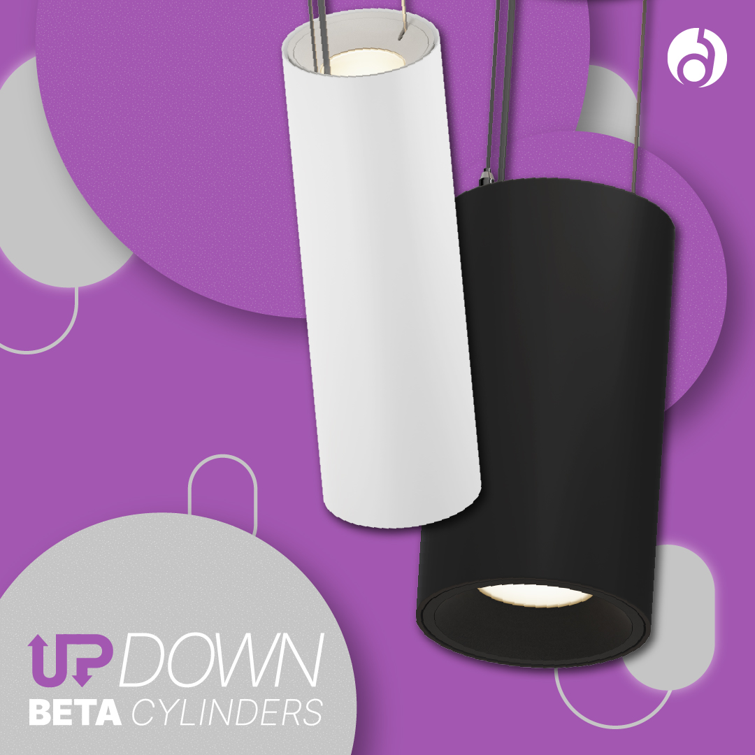 Our BETA Series just became even more robust with BETA Up/Down
•2 NU Downlights inside a sleek cylinder
•Black, white, matte chrome or custom color options
•Variety of driver options, including Casambi and Lutron