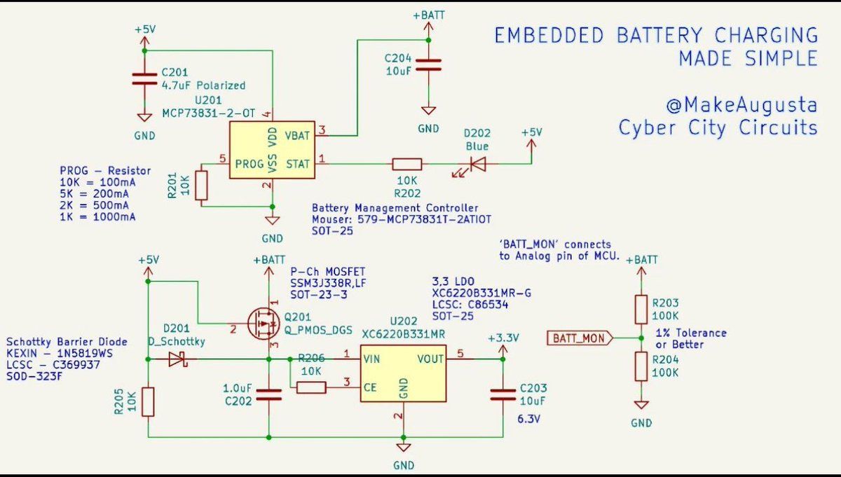 MakeAugusta's tweet photo. Here is a simple design that will switch automatically between a 5V USB input and a LiPoly battery. I hope this helps. https://t.co/RpnAD9tGZy