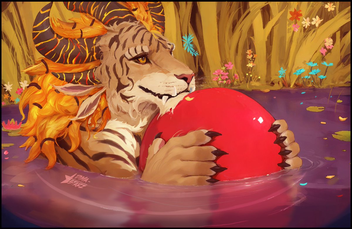 Floating by 🔴 Charr edition! 

Gift commission for @/GraffBH  of  @/True_Lustefan 's Charr enjoying a tranquil day~
 
#GuildWars2 #GW2