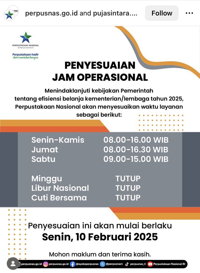 Kita mungkin tidak pernah membayangkan bahwa negara kita akan sampai pada era di mana perpustakaan nasional sampai “dipaksa” untuk mengurangi jam operasionalnya karena efisiensi belanja kementerian. 

Negara ini bukannya gagal menjadi cerdas, tapi memang tidak mau.