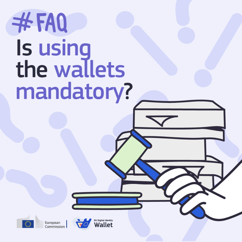 EUdigitalID's tweet photo. Using EU Digital Identity Wallets is totally optional. There will be no mandatory issuance to EU citizens.

👇 Visit our FAQ for more: