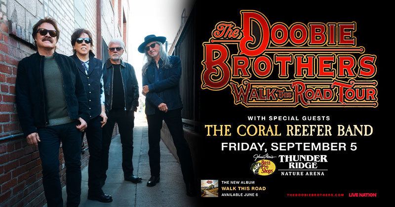 NatureArenaMO's tweet photo. JUST ANNOUNCED! 🤘🏻 The Doobie Brothers are bringing the Walk This Road Tour to Thunder Ridge Nature Arena on September 5! With special guests The Coral Reefer Band. Tickets on sale this Friday, Feb 14th @ 10AM local. 🤙🏼 https://t.co/UJF19H3ltO