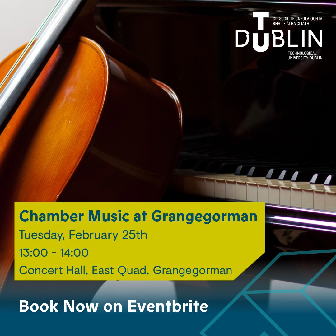 TUconservatoire's tweet photo. Chamber Music at Grangegorman returns Feb 25th! 

Beginning with Schumann's haunting Romances for Oboe and Piano and culminating in Franck's monumental Sonata, performed in its version for cello and piano. Not to be missed!!

🔗 https://t.co/7TEyrKW7AC
🎫 €10 / €5 Concession https://t.co/670gAZeoNl