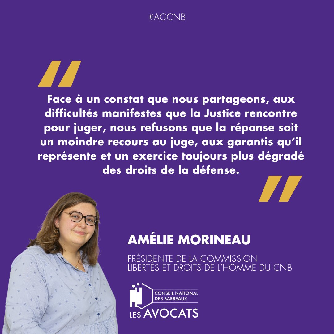 🏛️ Sur rapport présenté par <a href="/AmelieMorineau/">Amélie Morineau</a>, l’#AGCNB s’oppose à plusieurs mesures envisagées dans le cadre de la déjudiciarisation en matière pénale, notamment :  

➡️ L’extension de l’amende forfaitaire, 
➡️ Le recul du recours au juge indépendant, notamment en matière