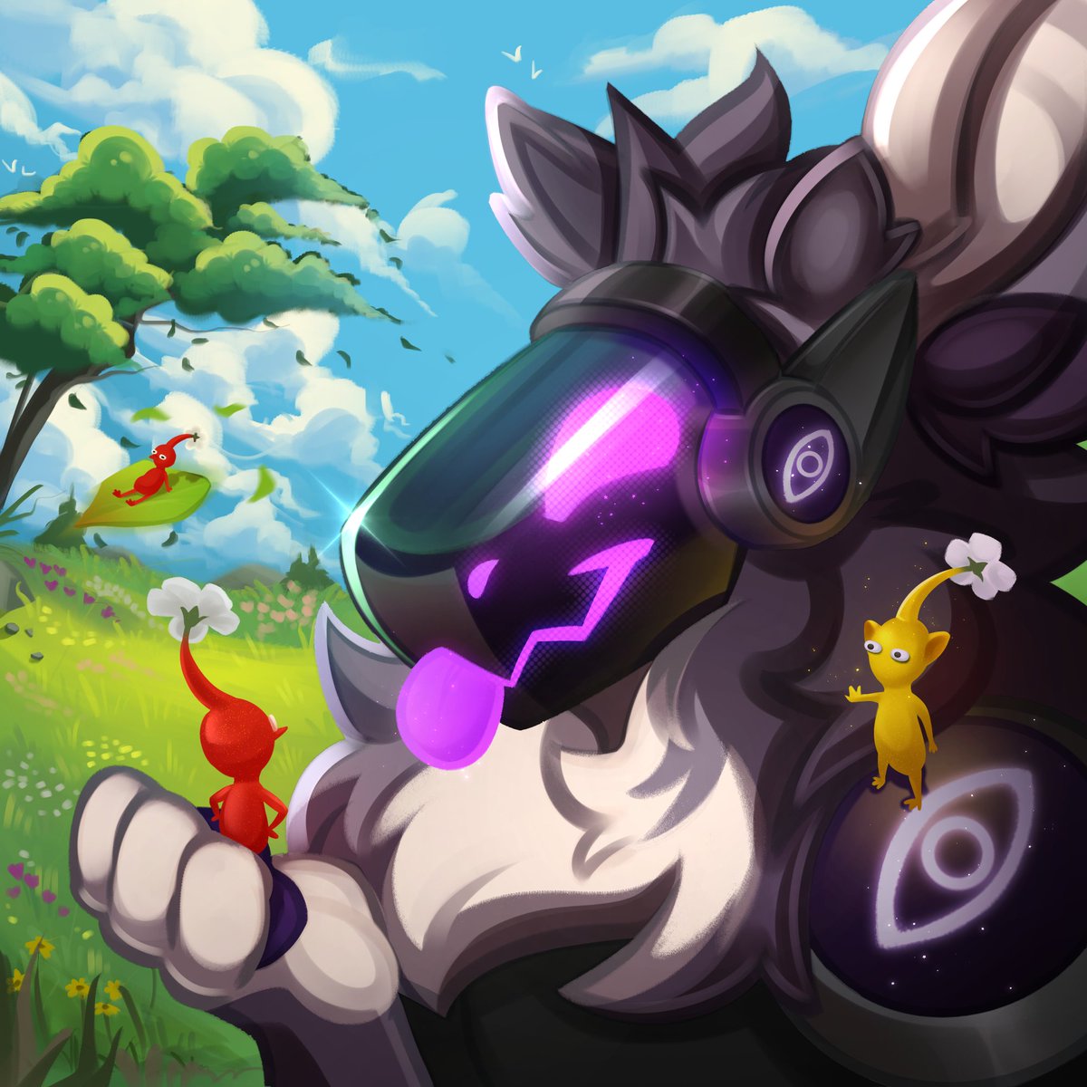 DameFantome's tweet photo. YOU BURNED MY HOUSE TO THE GROUND 
Pikmin! ✨🥰
#Furry #Protogen https://t.co/6GdLZCEZC1