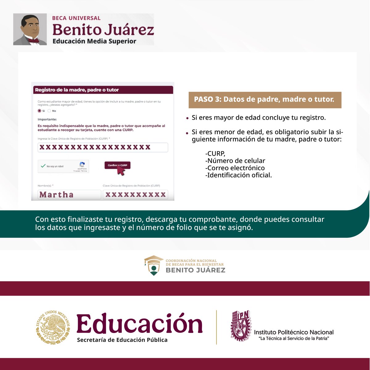 📢 Estudiante de #MediaSuperior del IPN ¡Ya comenzó el periodo de registro para la Beca #BenitoJuárez!
👉🏻 Ingresa a la página  becabenitojuarez.gob.mx  Es muy sencillo!!! 🤓
🚨 Tienes hasta el viernes 28 de febrero 🚨
#IPN  #BecarParaTransformar #becasipn #MediaSuperiorIPN