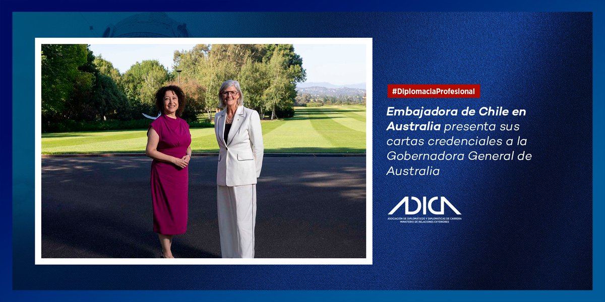 La Embajadora de Chile en Australia, Beatriz de la Fuente, presentó formalmente sus cartas credenciales a la Gobernadora General de Australia, Sam Mostyn, en una ceremonia oficial en Canberra.

#DiplomaciaProfesionalChile