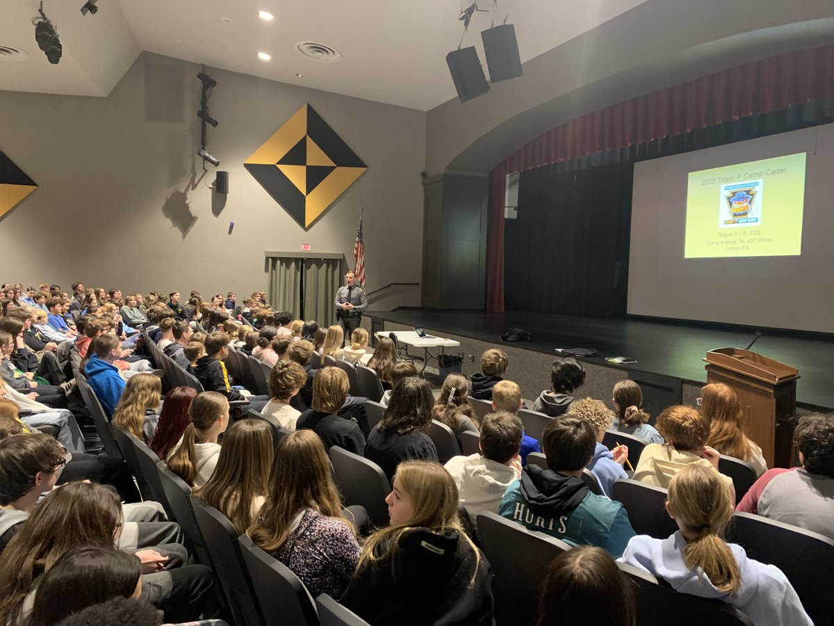 Always nice to have Trooper Evans in the building! Today he talked to our kids about the Camp Cadet Summer Program held by the PA State Police! Awesome stuff and good exposure to what it’s like to be a State Trooper! #Knight_Vision3