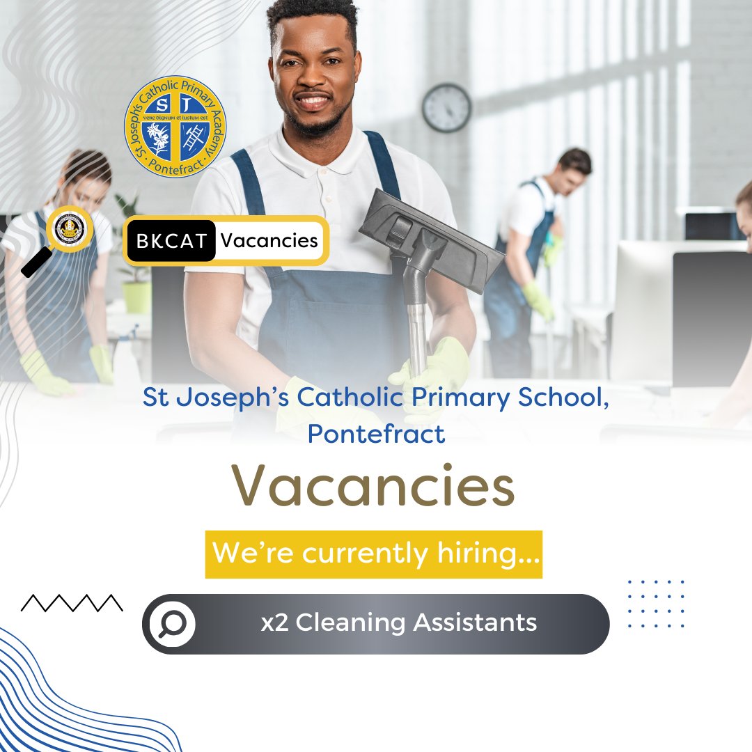 🔎👥 Vacancies:

🧹 We currently have two fantastic openings for Cleaning Assistants

🖱️ Visit <a href="/theBKCAT/">The Bishop Konstant Catholic Academy Trust</a>’s dedicated vacancies website to find out more and apply!

🔗 bit.ly/bkcat-vacancies

💙✝️🙏
