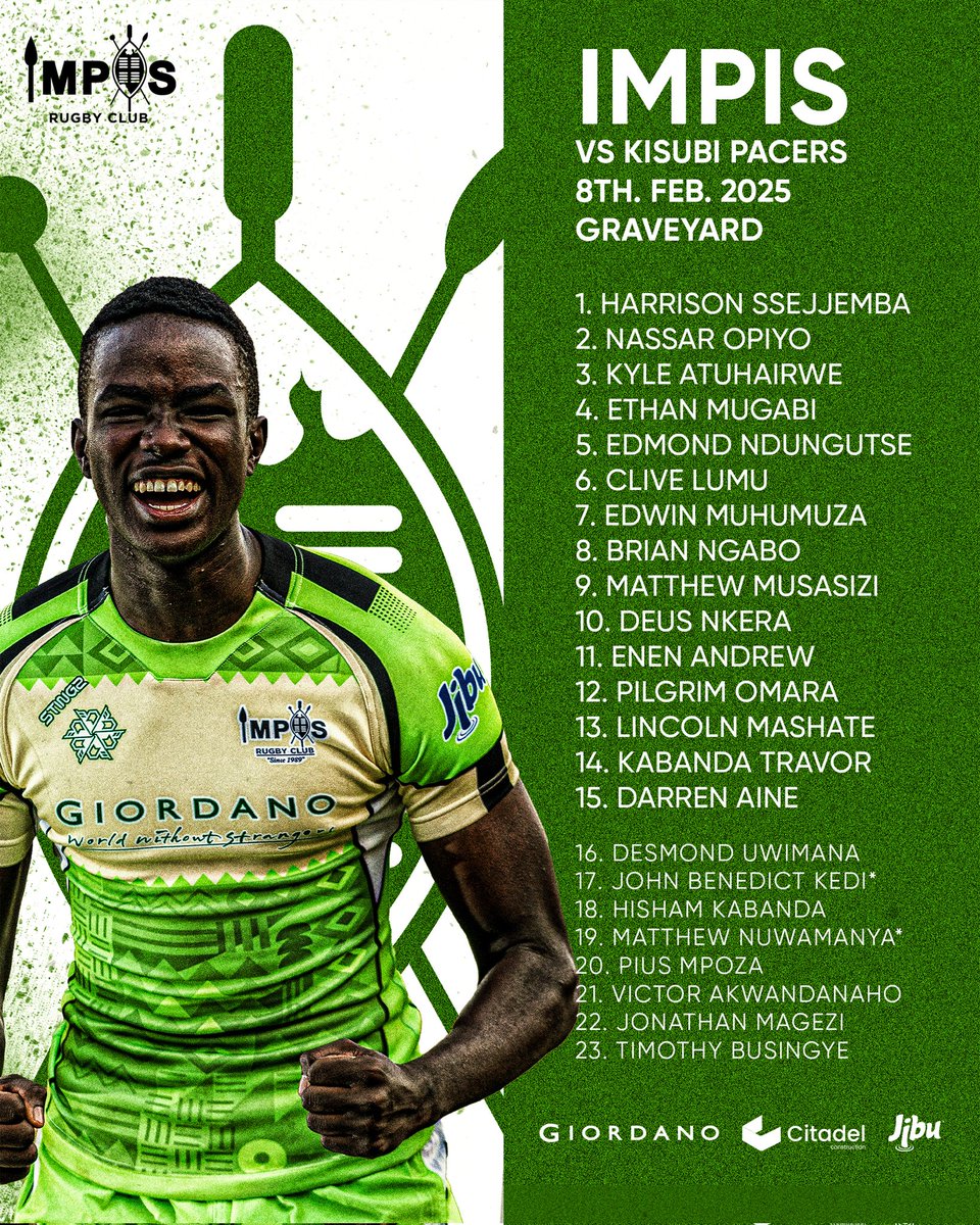 Rugby is back at The Graveyard, and so are we 🤗

The 𝐈𝐦𝐩𝐢𝐬 𝐗𝐕 are locked &amp; loaded, ready to host the <a href="/KisubiPacersRfc/">Kisubi Pacers Rfc #MentalHealthAwareness</a>, in a long 80 Minutes for the Visitors!

Enkya #TuliKuGraveyard, see you all there 👏🏾

#ARROGANCE 💚