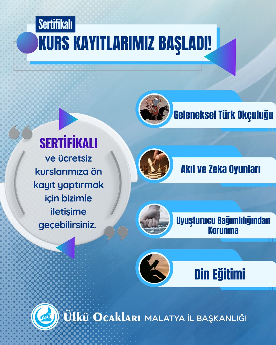 Ülkü Ocakları Sertifikalı Kurs Kayıtları Başladı  malatyaeksenhaber.com/mobil/haber/ul… 
<a href="/ayyildirim1/">Ahmet Yiğit Yıldırım</a> 
<a href="/LutfuNebioglu/">Lütfü Nebioğlu</a> 
<a href="/turgaysengonul/">Turgay Şengönül</a>