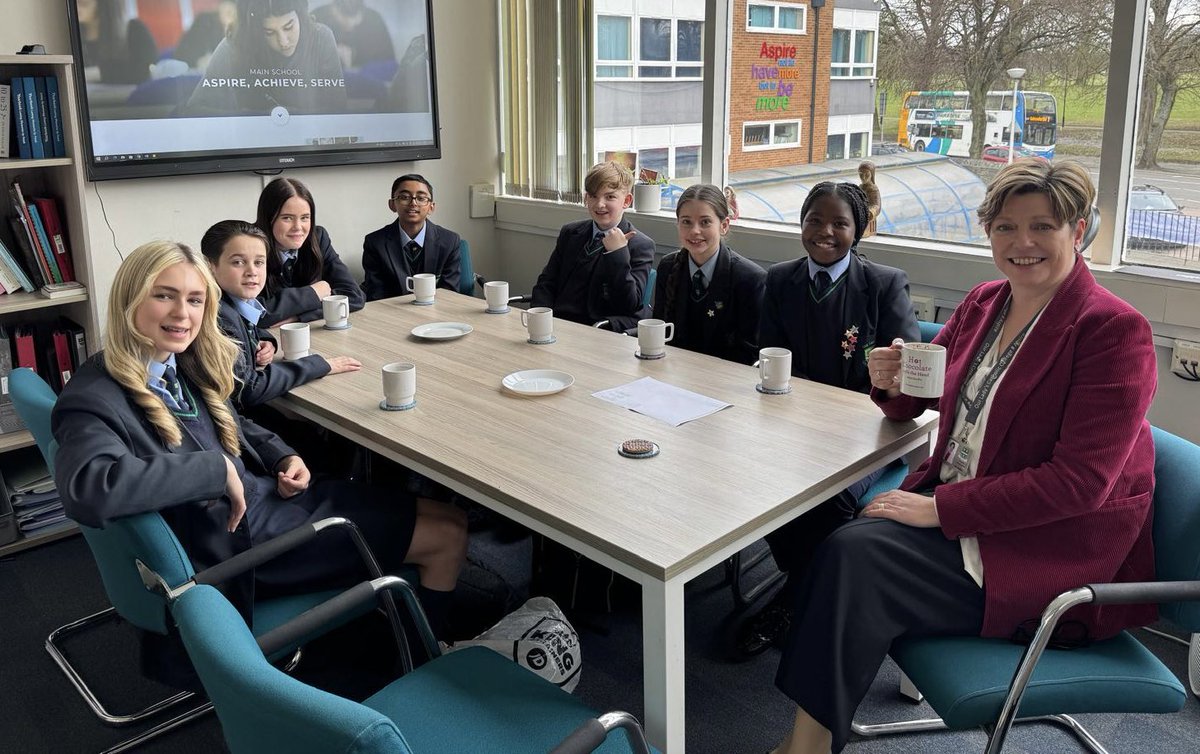 Hot Choc Friday today was for Year 8 pupils nominated for fabulous work in RE about the Corporal Works of Mercy. Great conversation about their understanding of how they can help build the Kingdom of God 😊 #AspireAchieveServe