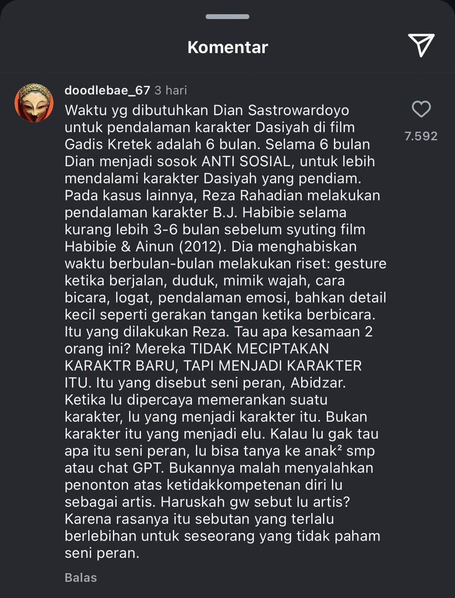 <a href="/IndoPopBase/">i-Pop</a> Dia sendiri yg bilang gak usah di tonton😓

Coba baca salah satu komen ini deh, beberapa aktor top Indo sekelas Reza Rahardian dan Dian Sastro aja perlu waktu untuk belajar mendalami peran sbg karakter di filmnya 

Nah nih bocil siapa, SONGONG BANGET 
Jaga bacotmu!!!