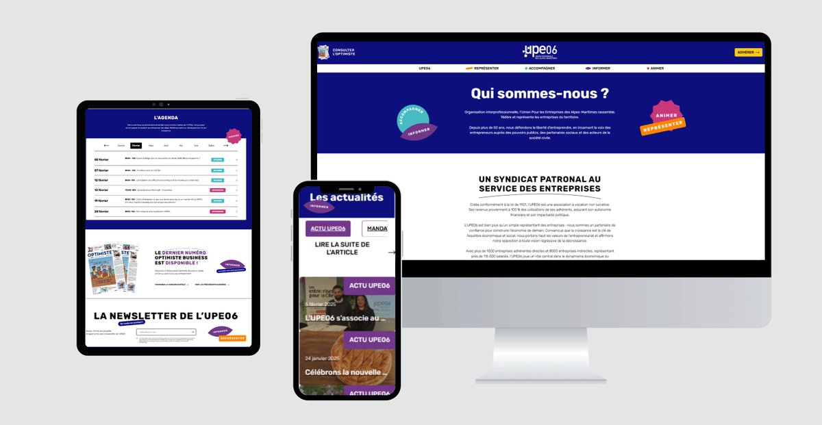 L'<a href="/UPE_06/">UPE_06</a> est ravi de vous annoncer la refonte de notre site internet !

Plus moderne, intuitif et dynamique, il a été repensé pour mieux répondre à vos attentes ➡️upe06.com

Nouveau challenge : le développement d'un espace adhérent pour faciliter vos démarches.