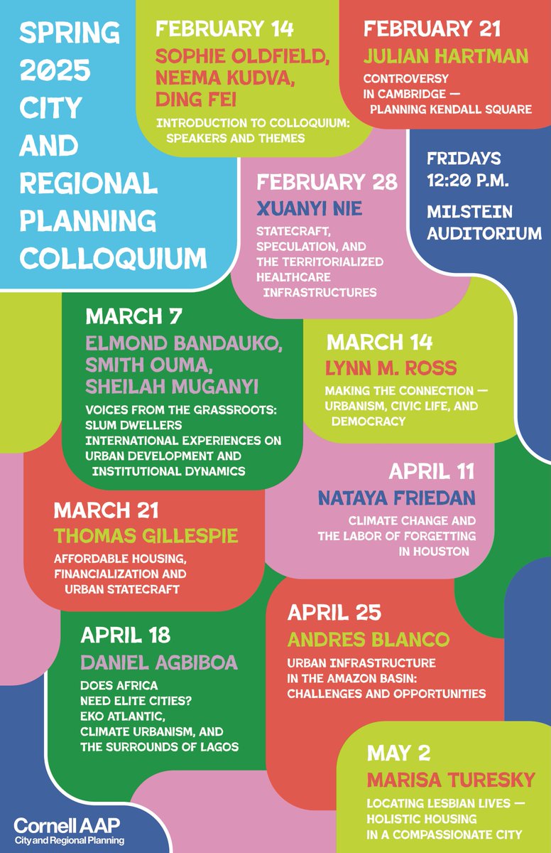 DingFei18's tweet image. Looking forward to this semester&apos;s
@CornellAAP
City and Regional Planning Colloquium. Check out our events page for more details and zoom registration: aap.cornell.edu/news-events/ev…
