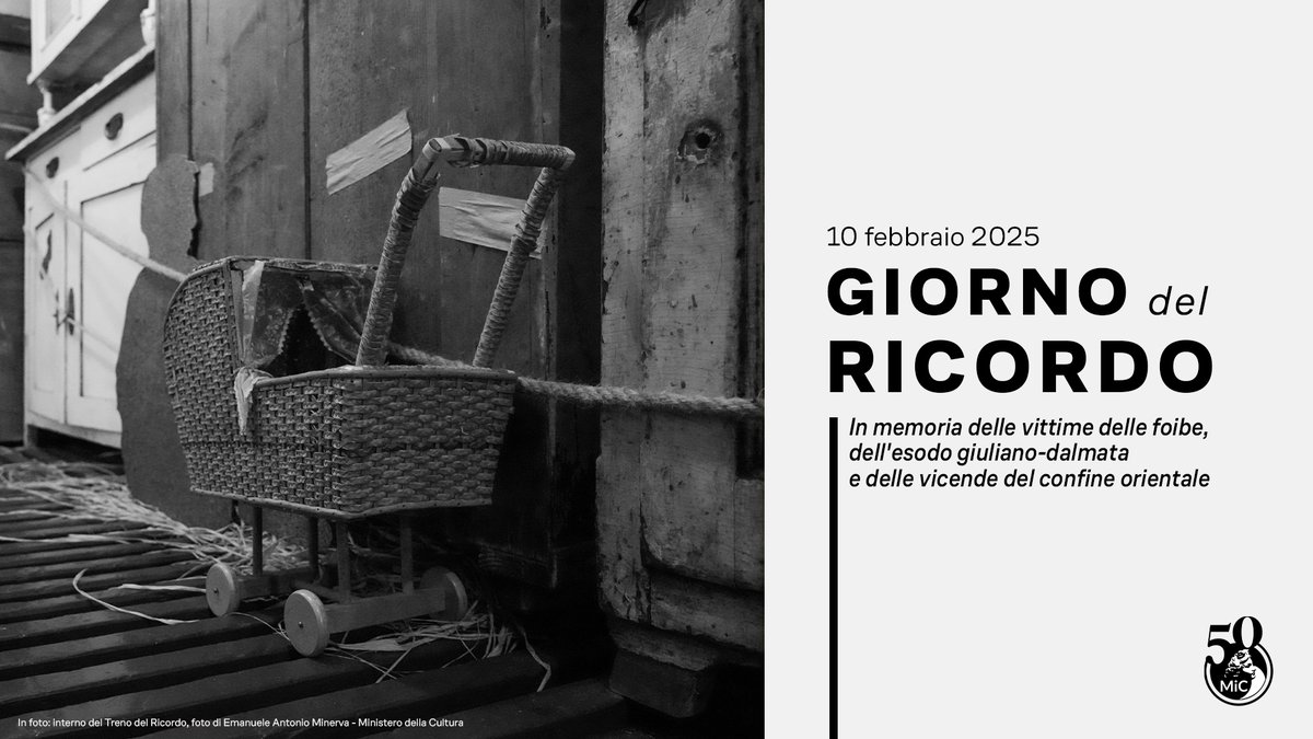 MiC_Italia's tweet image. Oggi, in occasione del Giorno del Ricordo, onoriamo la memoria delle vittime delle foibe e dell'esodo giuliano-dalmata. Per farlo il #MiC organizza incontri e iniziative negli #archivi di Stato, mentre procede spedita la creazione del Museo del Ricordo.

#GiornoDelRicordo #MiC