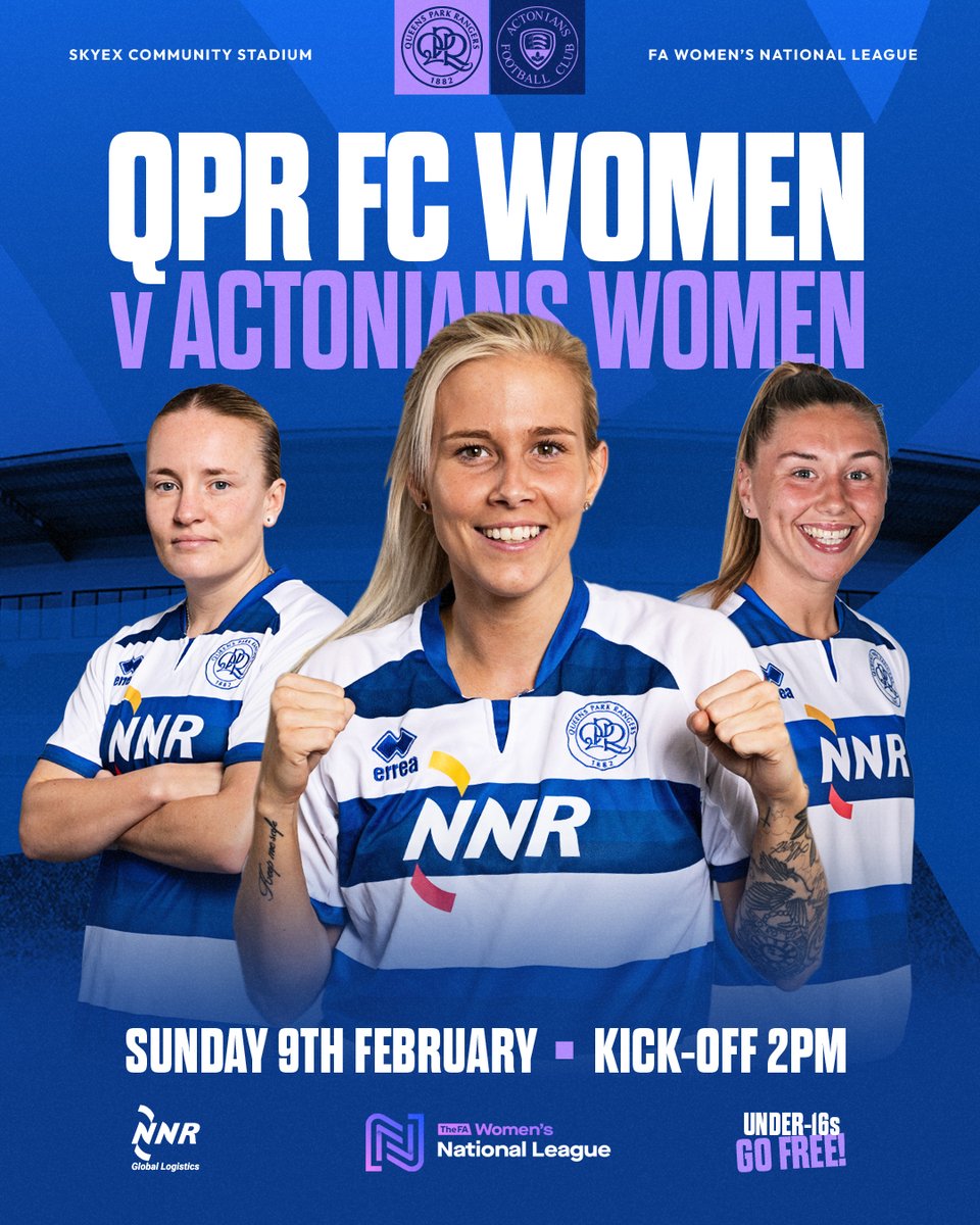QPR's tweet image. We might not be in action this weekend, but @QPRWFC are in the @FAWNL! 🙋‍♀️

Under-16s go 𝗙𝗥𝗘𝗘 on Sunday 🙌
