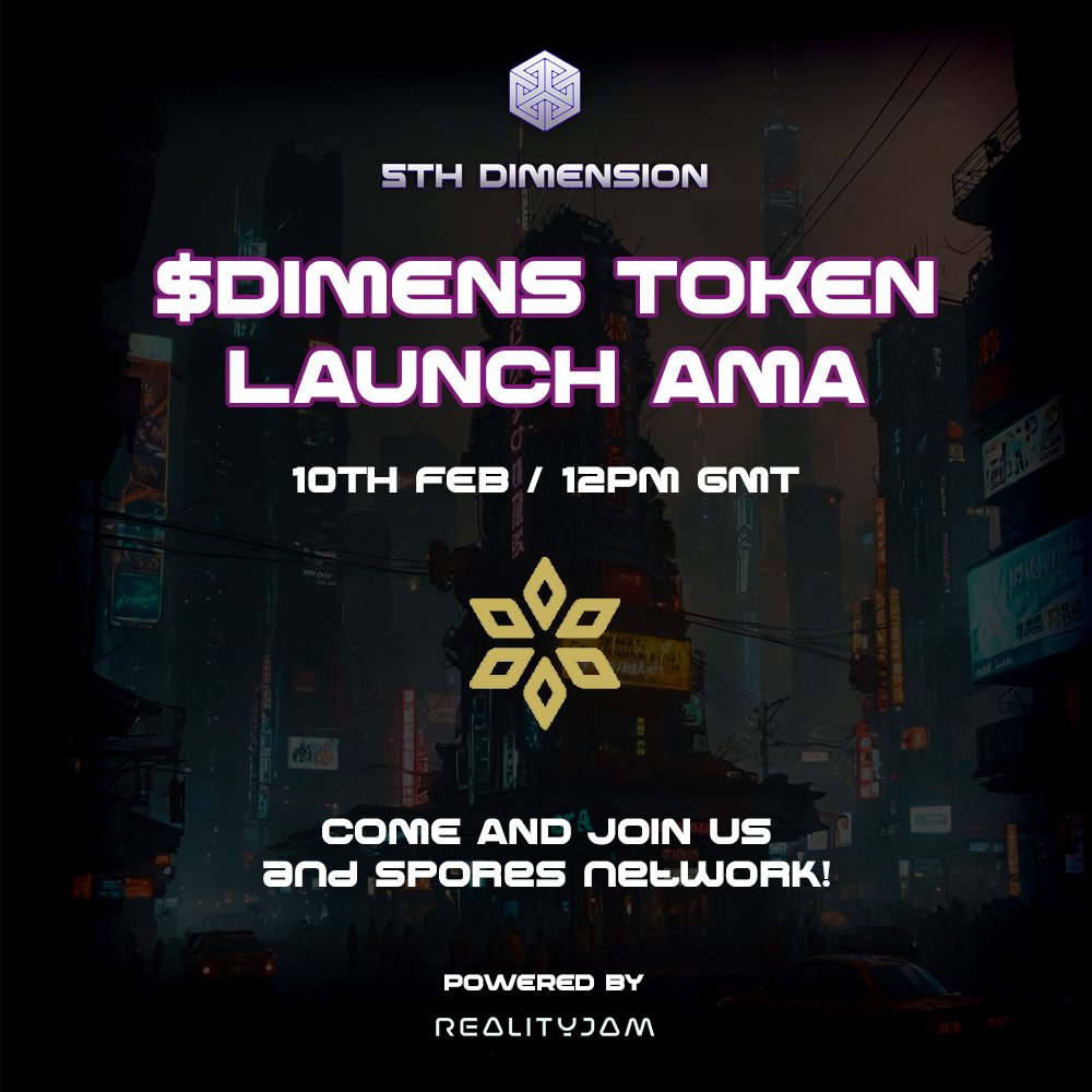 RealityJamTech's tweet image. Want to know more about $DIMENS? We’ve got answers! 🎤

Join us for an exclusive AMA with the RealityJam team on Feb 10th, where we’ll spill all the tea on our mission, roadmap, and more. ☕️

⌚ Set your reminders, turn notifs ON and see you there!