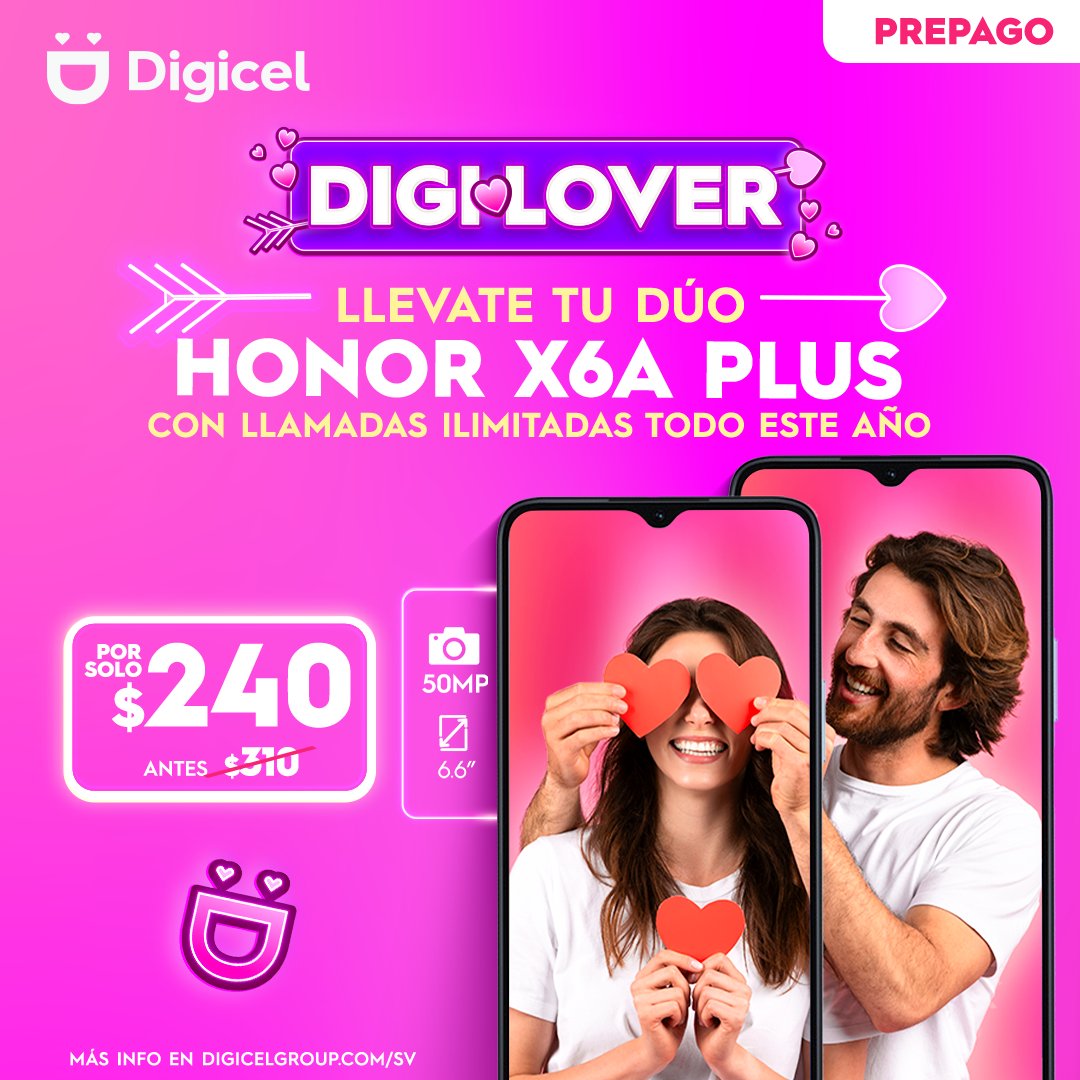 Digicel El Salvador (@digicel_sv) on Twitter photo ยกCelebrรก el amor con tu ๐๐ถ๐ด๐ถ๐น๐ผ๐๐ฒ๐ฟ!๐ฉทโ
Sorprende a esa persona especial con el mejor dรบo๐ฑ๐ฑ ๐๐ข๐ฆ #๐๐ข๐ก๐ข๐ฅ๐ซ๐ฒ๐๐ฃ๐๐จ๐ฆ para que pasรฉs dรญa y noche en contacto con los tuyos por solo $240๐คฉ.โ
Compralo en nuestra tienda en lรญnea o en tu tienda Digicel mรกs cercano y ยกCelebrรก el amor con tu ๐๐ถ๐ด๐ถ๐น๐ผ๐๐ฒ๐ฟ!๐ฉทโ
Sorprende a esa persona especial con el mejor dรบo๐ฑ๐ฑ ๐๐ข๐ฆ #๐๐ข๐ก๐ข๐ฅ๐ซ๐ฒ๐๐ฃ๐๐จ๐ฆ para que pasรฉs dรญa y noche en contacto con los tuyos por solo $240๐คฉ.โ
Compralo en nuestra tienda en lรญnea o en tu tienda Digicel mรกs cercano y