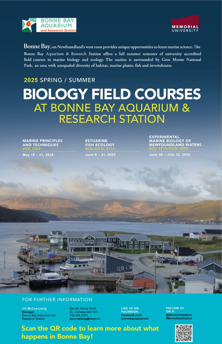 Check out the Department of Biology, Memorial University of Newfoundland Field Courses, held at the Bonne Bay Aquarium &amp; Research Station! More information can be found at: mun.ca/.../undergradu…