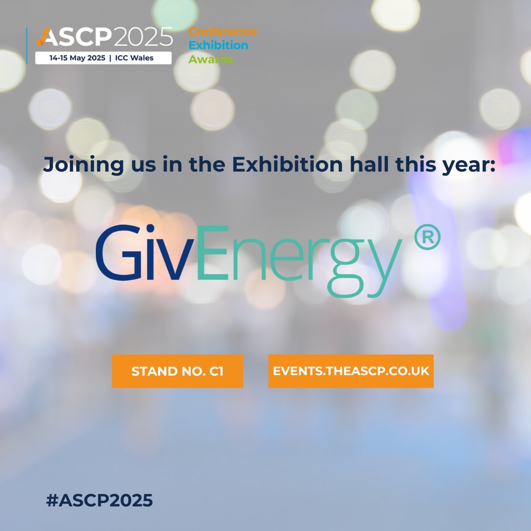 <a href="/GivEnergy/">GivEnergy</a> at #ASCP2025
British-owned GivEnergy provides premium battery storage systems for homes &amp; businesses. Save 85% on energy bills &amp; cut carbon emissions by 300kg annually.

📍 Stand C1
Book now: ow.ly/82lA50UPh13

#GivEnergy #EnergyStorage #Sustainability