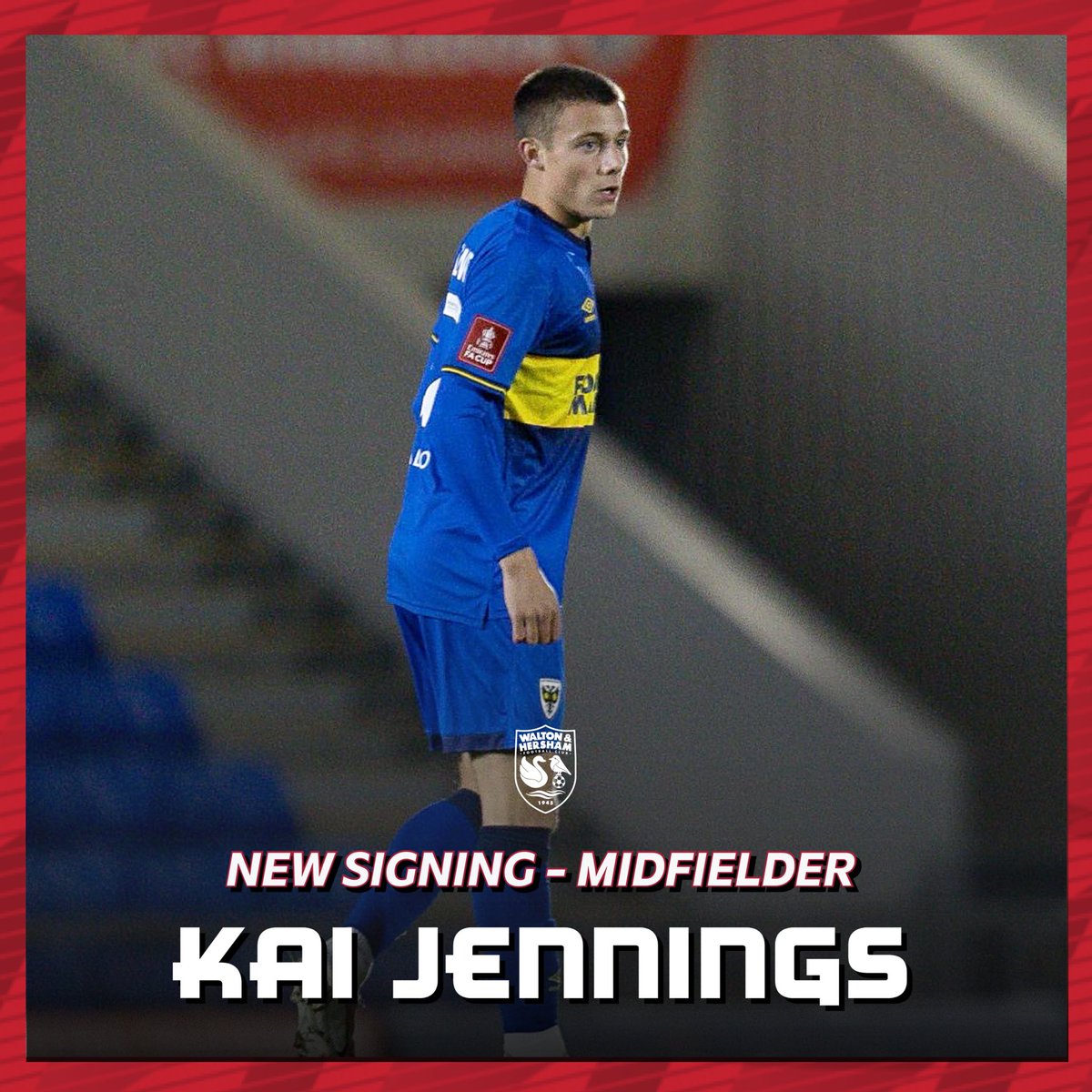 Walton & Hersham FC (@waltonhershamfc) on Twitter photo ๐ฑ๐ฌ๐ต๐ต๐ฐ๐ต๐ฎ๐บ ๐ฐ๐บ ๐จ ๐บ๐พ๐จ๐ต
The club can announce the signing of <a href="/KaiJennings18/">Kai Jennings</a> on loan from <a href="/AFCWimbledon/">AFC Wimbledon</a> โ
The exciting young midfielder has featured for Whitehawk this season and we look forward to seeing him in the squad tomorrow โฝ๏ธ
Welcome to the Swans, Kai ๐ฆข ๐ฑ๐ฌ๐ต๐ต๐ฐ๐ต๐ฎ๐บ ๐ฐ๐บ ๐จ ๐บ๐พ๐จ๐ต
The club can announce the signing of <a href="/KaiJennings18/">Kai Jennings</a> on loan from <a href="/AFCWimbledon/">AFC Wimbledon</a> โ
The exciting young midfielder has featured for Whitehawk this season and we look forward to seeing him in the squad tomorrow โฝ๏ธ
Welcome to the Swans, Kai ๐ฆข