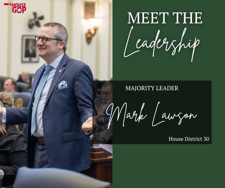 OKHouseGOP's tweet photo. Continuing our new #MeetTheLeadership series is House Majority Leader Mark Lawson! He represents HD30 and is from Sapulpa, OK. #FunFact: His favorite thing to do in his free time is watch Judge Judy re-runs! #OKleg https://t.co/naq7ry0bA9