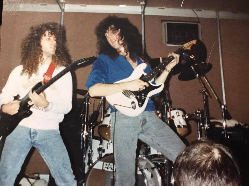 jasonelibecker's tweet image. Jason and Marty playing their Hurricane Guitars!
