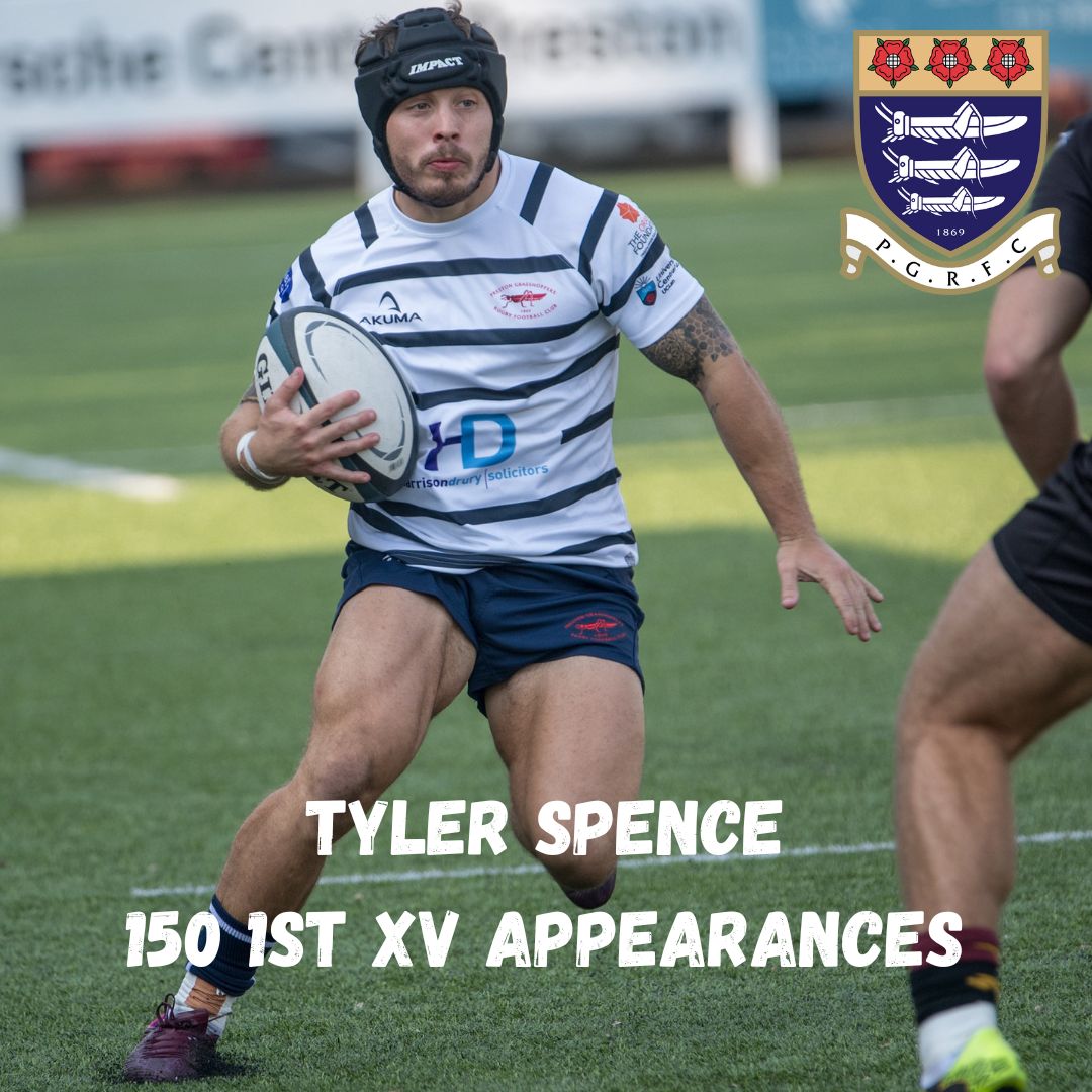 Massive congratulations to 1st XV winger Tyler Spence who makes his 150th appearance tomorrow when we take on Otley.

Tyler made his debut in October 2017 and has racked up 55 tries and 1 conversion to date!

Enjoy tomorrow Tyler!