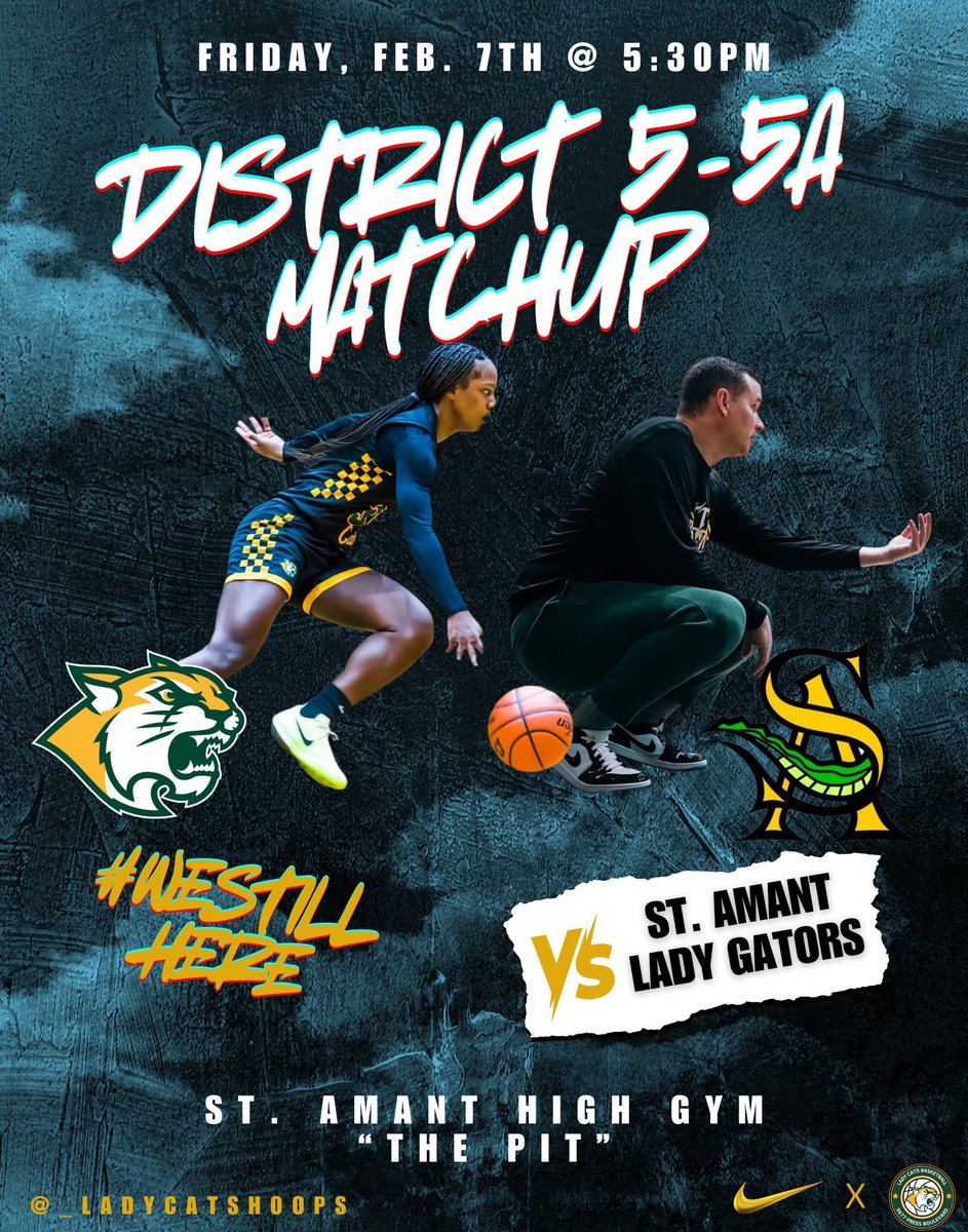 🚨Lady Cats GameDay🚨

📰 District 5-5A Matchup
📅 Today, Feb. 7th, 2025
🆚 No. 27 St. Amant Lady Gators
⛹️🏼‍♀️ JV &amp; Varsity
⌚️ 5️⃣:3️⃣0️⃣pm, Varsity Follows
🏟️ St. Amant High aka "The Pit"
🎟️ $🔟 at the Door
📱 Digital Payments Only

#WeAreWalker