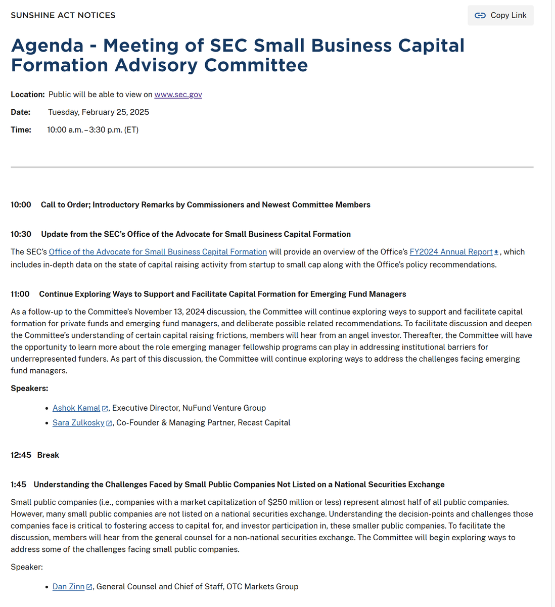 Small Company Capital Formation is back on the SEC Agenda!