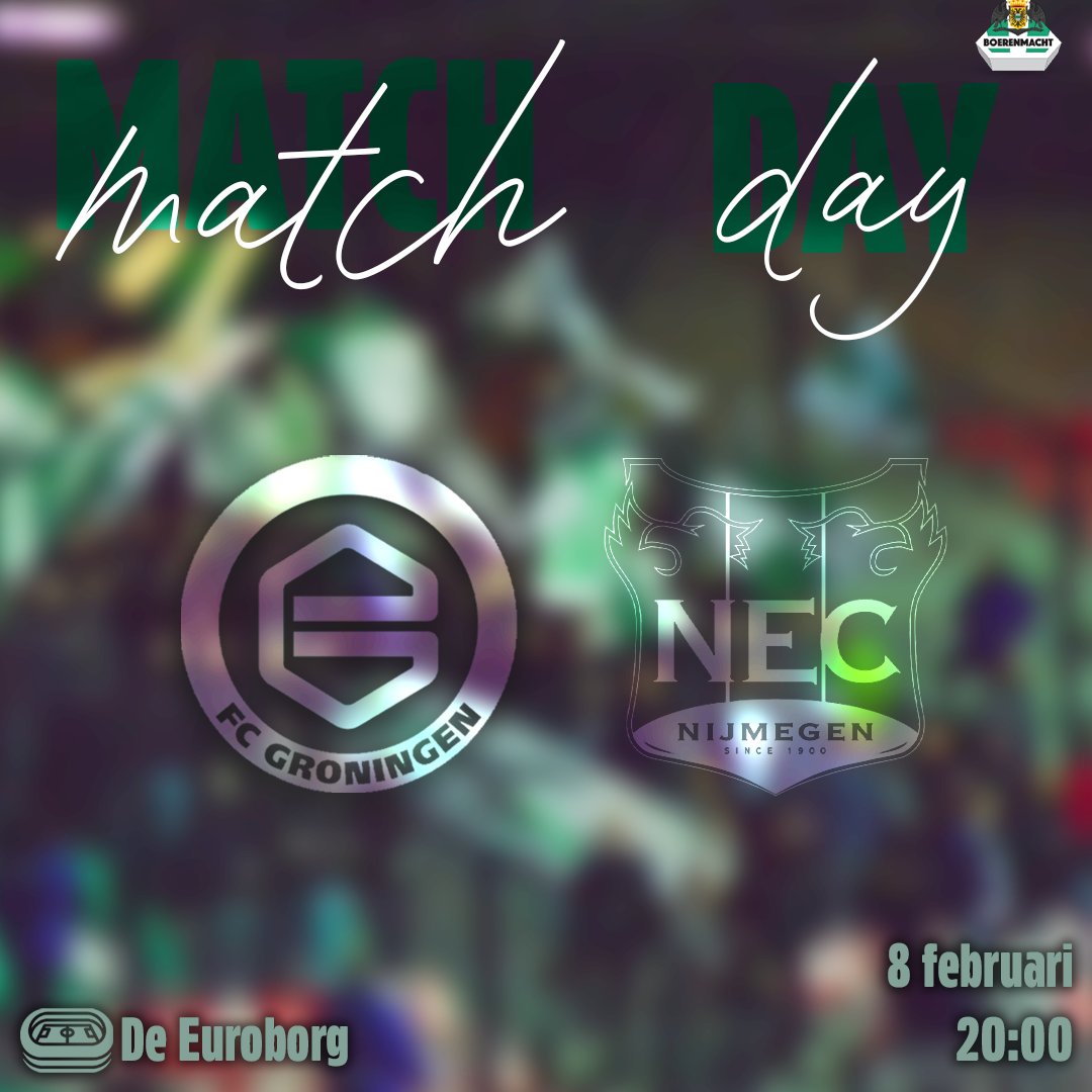 Boerenmacht's tweet photo. MATCHDAY! De FC krijgt NEC op bezoek! De aftrap is 20:00 vanavond in de Euroborg Come on FC💪 #GROnec #matchday #eredivsie #comeonfc #nijmegen #groningen #grunn #boerenmacht #voetbal #euroborg
📷 https://t.co/uw7PYRc4Iu