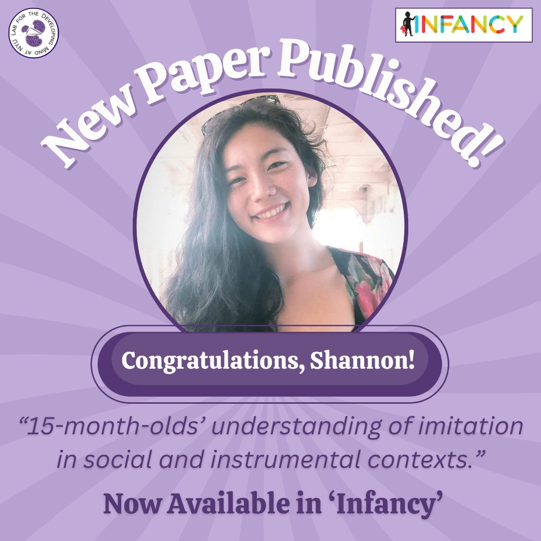 📰New paper published!📢

Graduate student, Shannon Yasuda, has a new paper out now in 'Infancy'!  The paper explores intuitions that babies have about the social and object directed goals of agents who imitate one another!

Check it out here: doi.org/10.1111/infa.7…