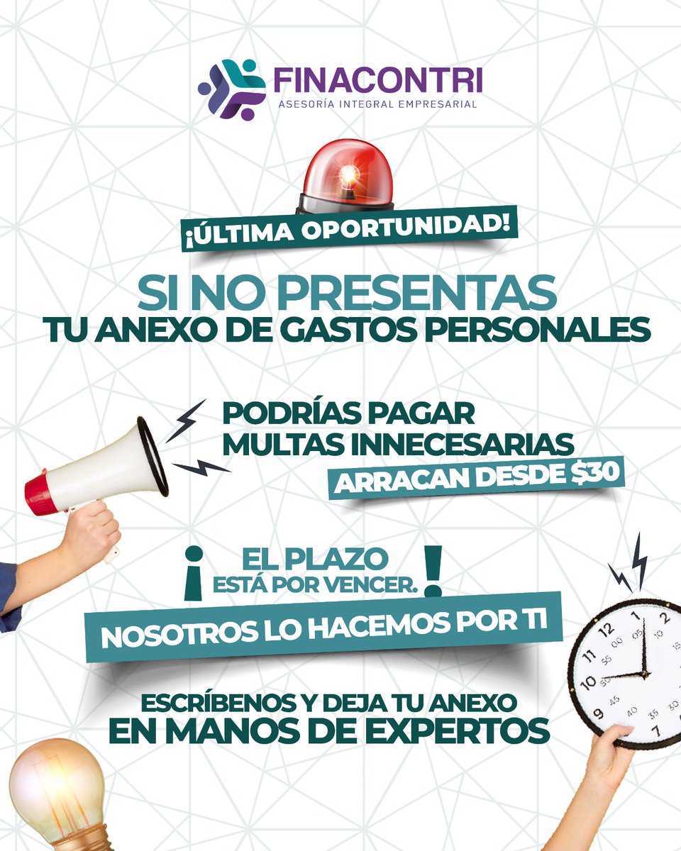 finacontri's tweet photo. ⏳ El plazo está por vencer... y las sanciones comienzan desde $30. ¡No esperes a que sea demasiado tarde!

📌 Nosotros lo hacemos por ti. Evita problemas y asegura tu tranquilidad fiscal AHORA.

📩 Escríbenos y deja tu anexo en manos de expertos. https://t.co/SRKZSgHJSm
