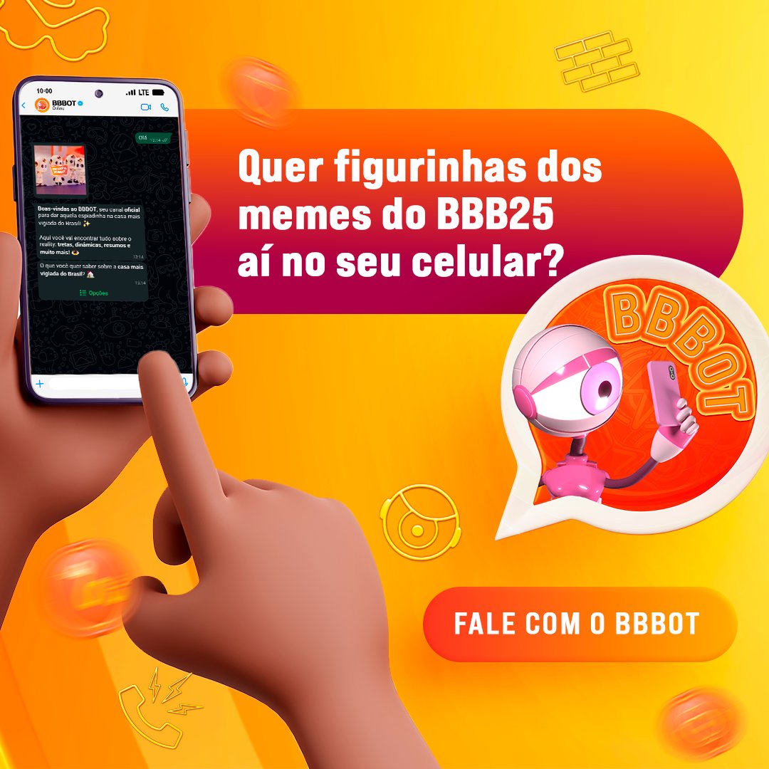 tvglobo's tweet image. Os memes do #BBB25 viraram figurinhas e tão facinhos de pegar. Só dar um oi pro #BBBOT 🩷 Vem, chama ele lá no WhatsApp ➡️ glo.bo/ogmzva2 #RedeBBB