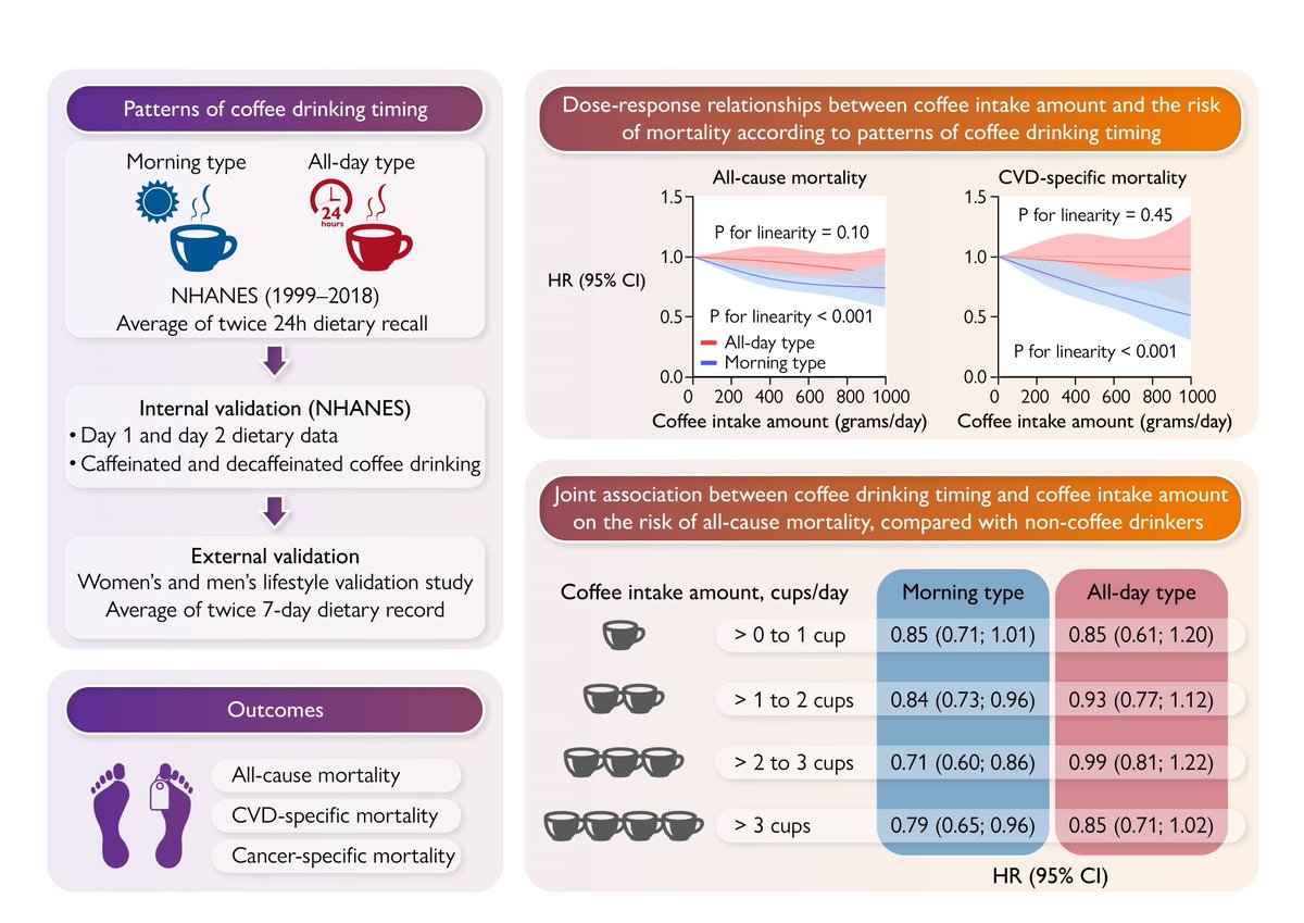 EHJ Editor-in-Chief (@ehj_ed) on Twitter photo Coffee drinking timing and mortality in US adults. Read more in #EHJ:
academic.oup.com/eurheartj/adva…
#coffee #outcome <a href="/escardio/">European Society of Cardiology</a> <a href="/ESC_Journals/">European Society of Cardiology Journals</a> Coffee drinking timing and mortality in US adults. Read more in #EHJ:
academic.oup.com/eurheartj/adva…
#coffee #outcome <a href="/escardio/">European Society of Cardiology</a> <a href="/ESC_Journals/">European Society of Cardiology Journals</a>