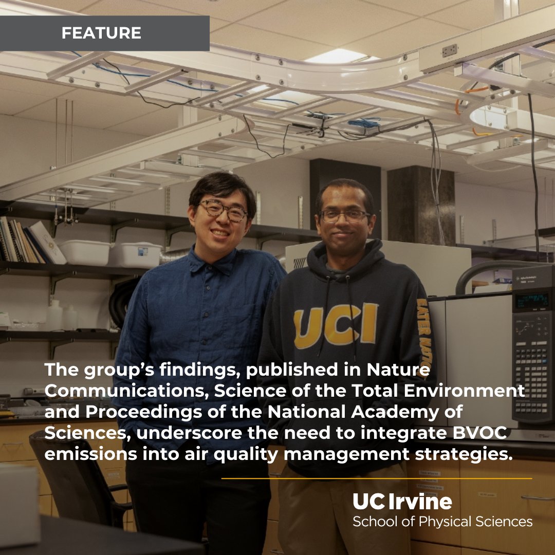 uciess's tweet image. New UC Irvine research led by Professor Alex Guenther from the Department of Earth System Science reveals how extreme heat events can make everyday greenery a hidden contributor to air pollution. Read more: ps.uci.edu/news/3258 #uciess #ucirvine #uciphysicalsciences