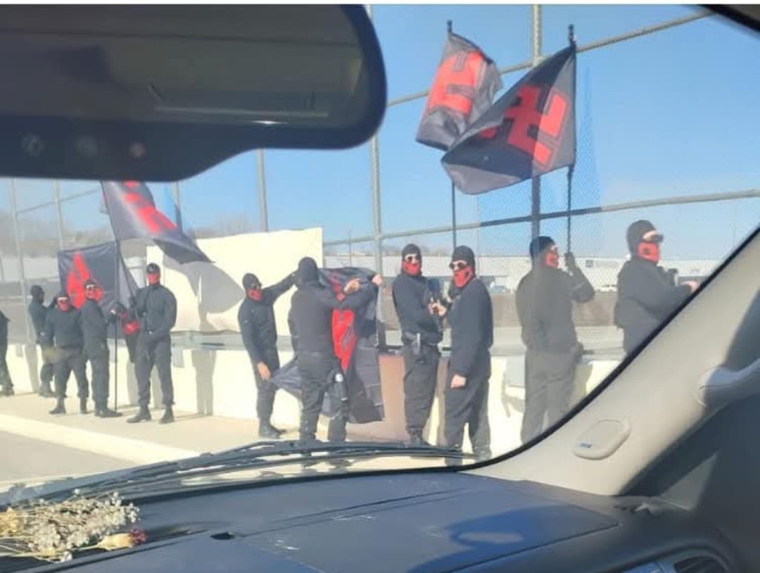 Today in Cincinnati, Ohio. My state. Absolutely repulsive! This level of hate and white supremacy has always been around, but what's changed is their sense of empowerment and brazenness under this new regime. We must stand up and speak out against the hate. #resist