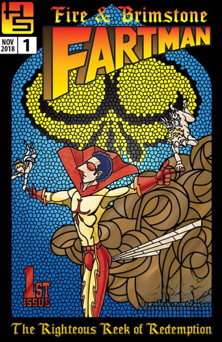 Fartman’s mission: fight evil, fight crime, and clear the air—literally.