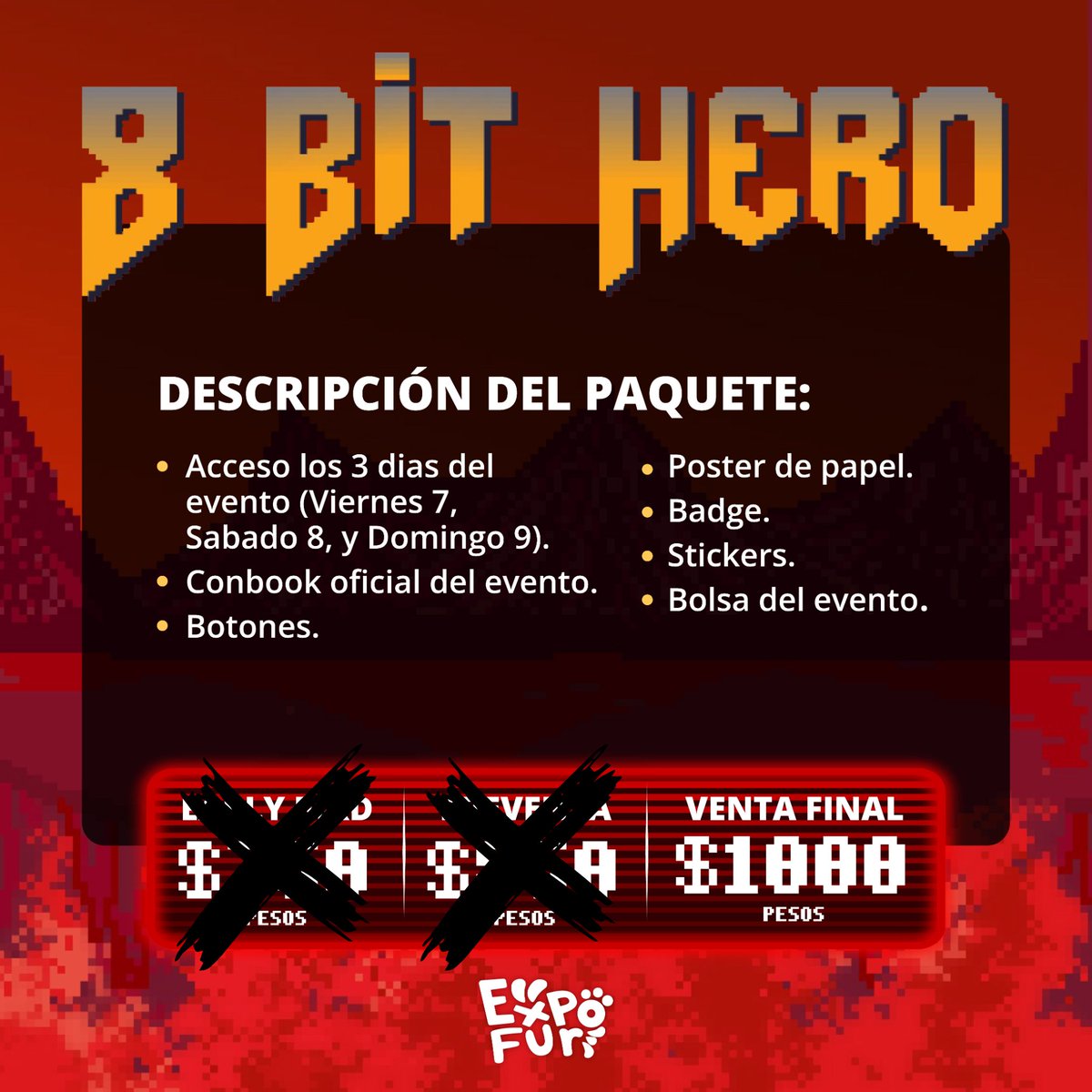 expofur's tweet image. ¡Atención! Últimos días para adquirir los paquetes 16-Bit Champion y Arcade Master, disponibles solo hasta el 16 de febrero.
El paquete 8-Bit (Entrada general por 3 días) estará disponible hasta el 28 de febrero.
Pases disponibles a través de Boletópolis: bit.ly/Registro-Expof…
