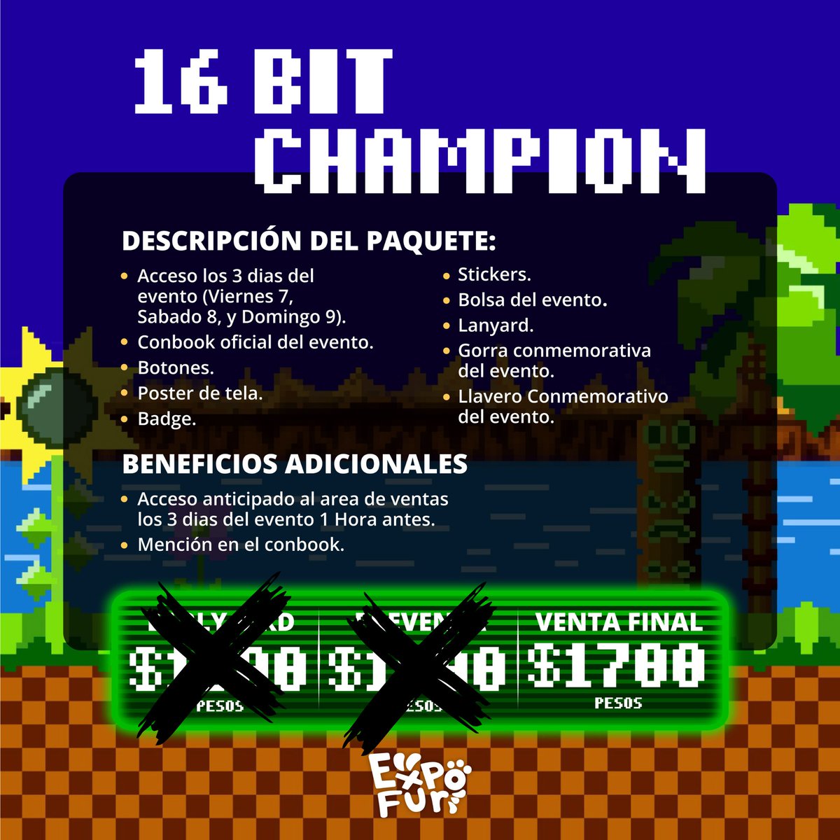 expofur's tweet image. ¡Atención! Últimos días para adquirir los paquetes 16-Bit Champion y Arcade Master, disponibles solo hasta el 16 de febrero.
El paquete 8-Bit (Entrada general por 3 días) estará disponible hasta el 28 de febrero.
Pases disponibles a través de Boletópolis: bit.ly/Registro-Expof…