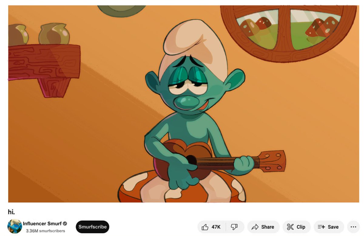SouthpauzArt's tweet image. Influencer Smurf after being caught smurfing a smurf