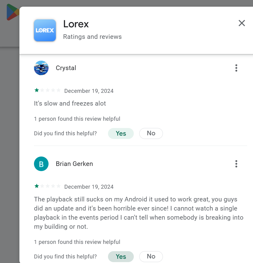 [GooglePlay-QualityRev#144319](*)(The most trashy app?) Lorex and Garbage{Amanda Davis- January 26, 2025- App is worthless. Everytime you click on events is says network error}(ALTM after all => Disgusting-Lorex)2126