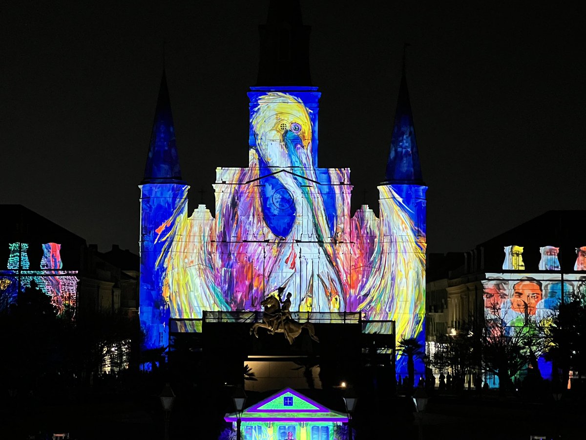 JohnMartyROCKS's tweet image. The light show @ Jackson Square every night 6:30p-11:30p thru #SuperBowl Sunday is a must see! Our city cleans up good #JacksonSquare #BlueDog