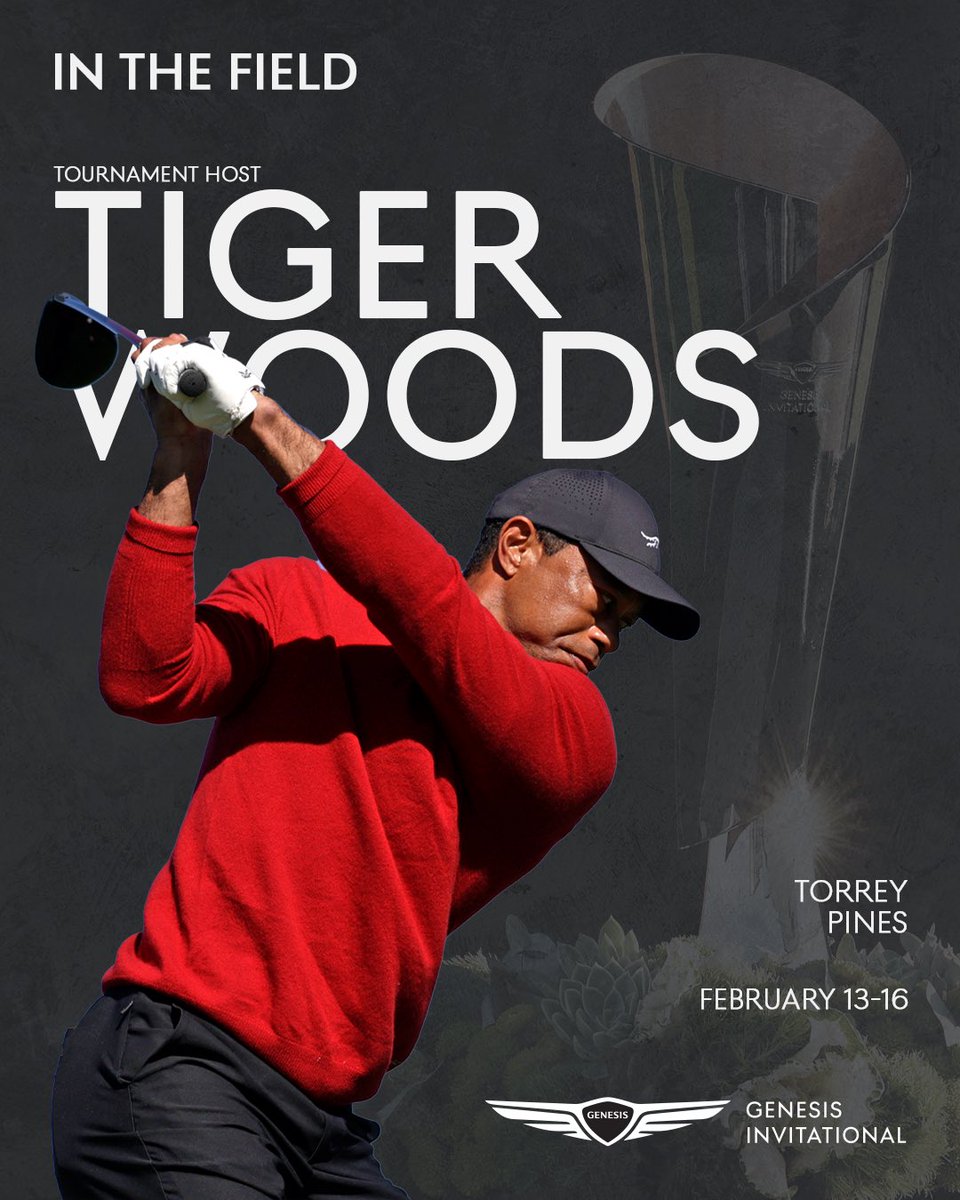 Tournament host Tiger Woods is committed to play in the 2025 Genesis Invitational at Torrey Pines