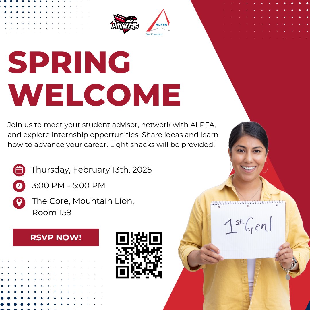 You're invited to <a href="/alpfacsueb/">ALPFACSUEB</a>'s Welcome Event. Learn about key opportunities to support your professional growth. Light snacks and beverages will be provided. 

When: Thursday, February 13th 
Time: 3:00 PM 
Location: The Core, Mountain Lion Room 159
RSVP: docs.google.com/forms/d/e/1FAI…